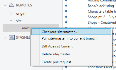 Branch context menu